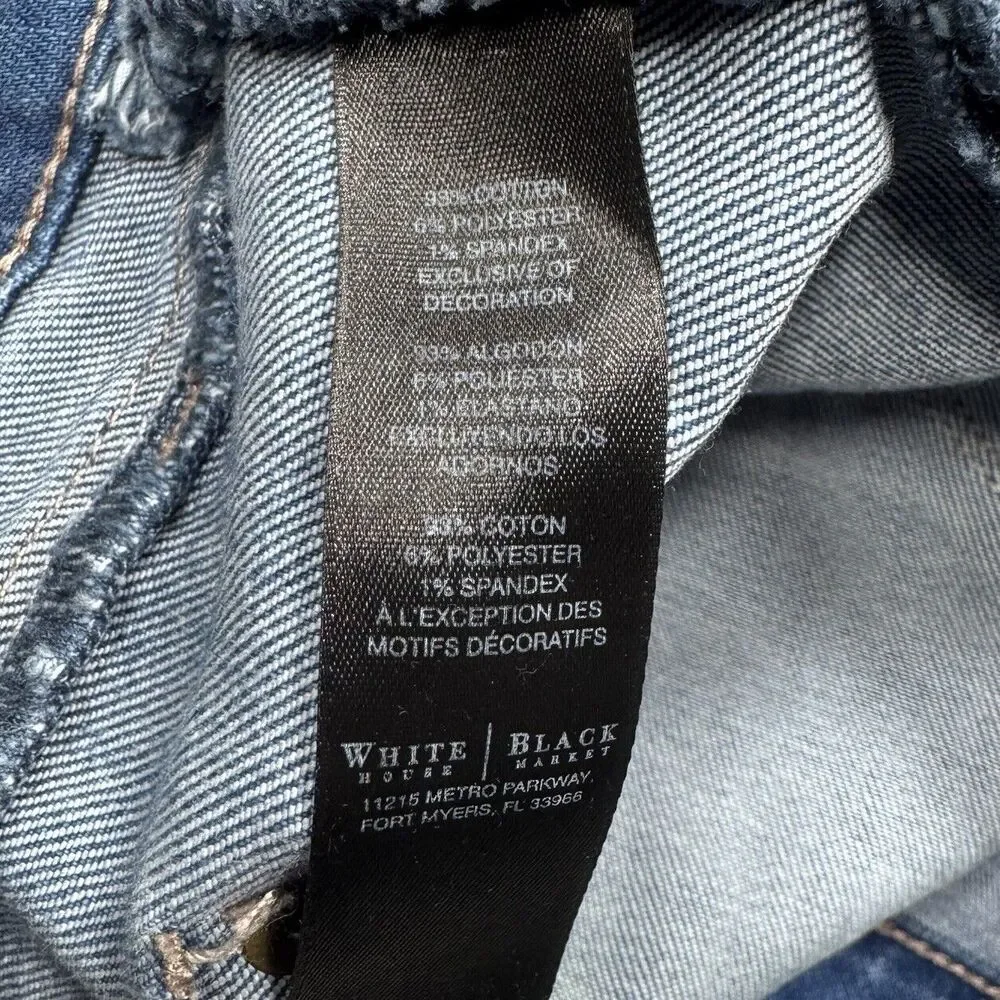 WHBM Jeans Womens 4 Girlfriend Rip Repair Distress Low Waist Measures 31 x 28